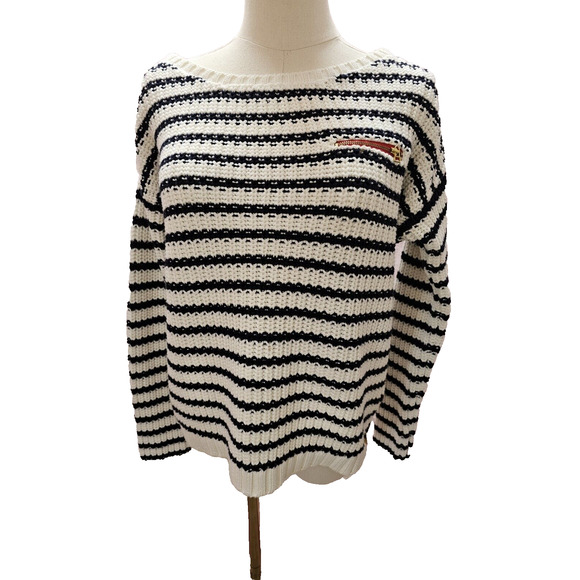 Tommy Hilfiger‎ Red White Blue Sweater Striped Boat Neck Beach Classic Small - Picture 1 of 4